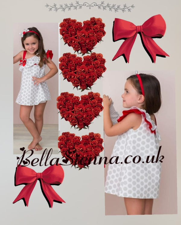 Cuka Girls Spot Ruffle Bow Spanish Summer Dress - 88610