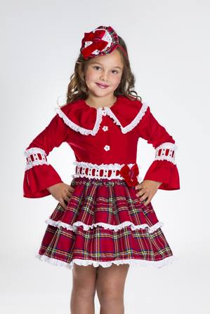 Bea Cadillac Christmas Red Tartan Blouse & Skirt Set