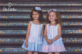 Dbb Collection Blue, Pink & White Stripe Dress - 14003