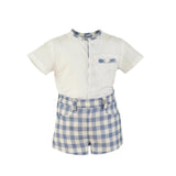 Miranda Boys Blue Check Shorts & Shirt Set - 0144