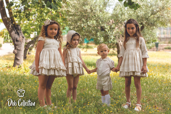Dbb Collection Beige & Ivory Boys Two Piece Shirt & Shorts Set - 14905