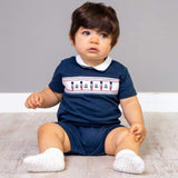 BLUES BABY BOY'S NAVY SMOCKED SOLDIER ROMPER - BB0029