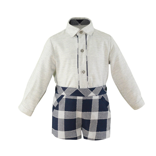 Miranda Boys Shirt & Shorts Set - Grey & Navy - Winter - 0157/23