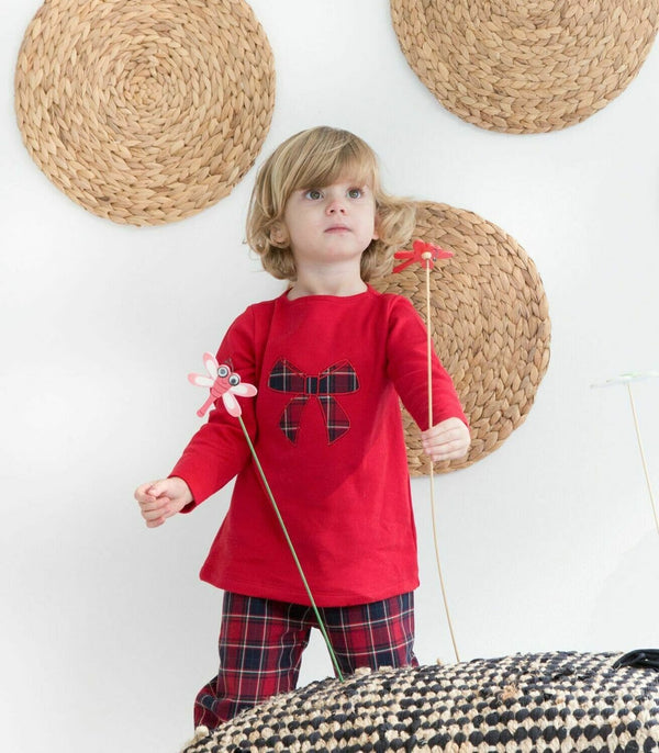 Rapife Red & Tartan Christmas Bow Pyjamas 5455