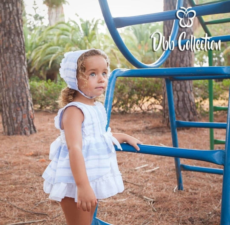 Dbb Collection Baby Girls Blue And White Dress with Big Bow. 07301