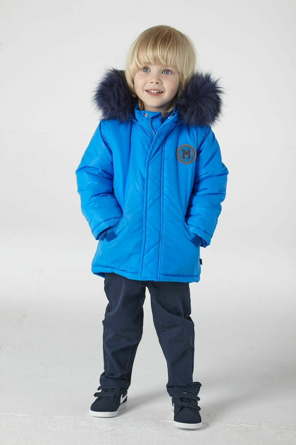 Mitch & Son Winter Boys Brilliant Blue Faux Fur Hood Parka Coat - JOEL