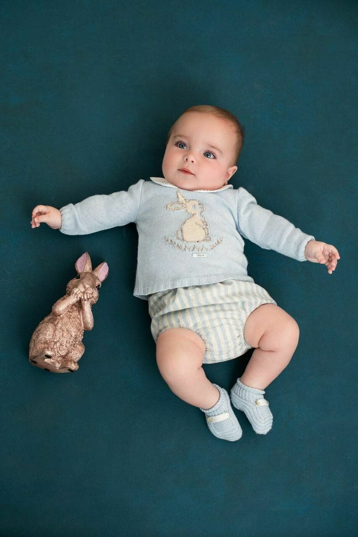 Foque Winter 2 Piece Set With Bunny In Blue For Baby Boy