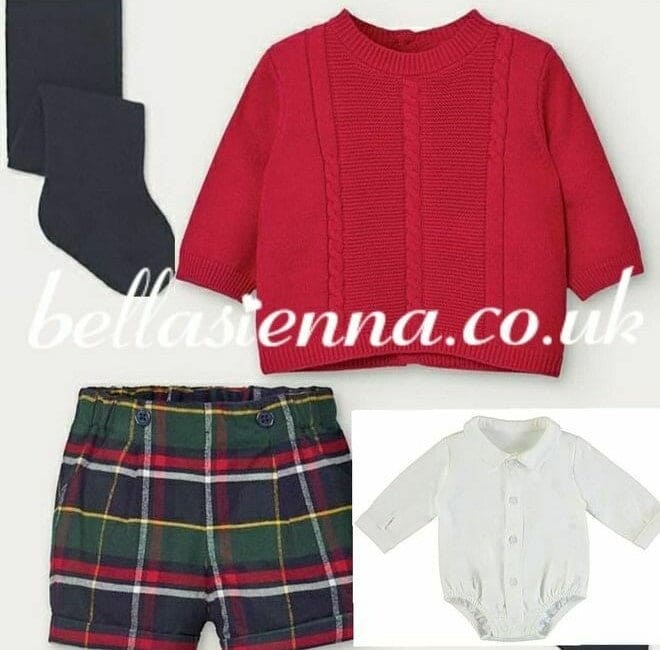 Mayoral Jumper Shirt and checked shorts set for newborn boy 2218