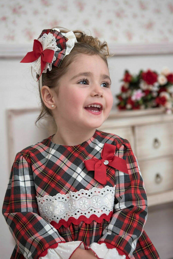 Miranda Girls Red Check Dress With Bow
