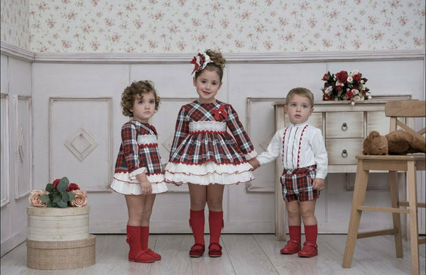Miranda Girls Red Check Dress With Bow