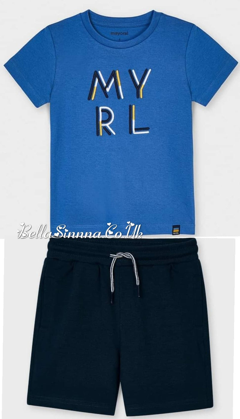 Mayoral Boys Blue T-Shirt & Blue Shorts Set 1710
