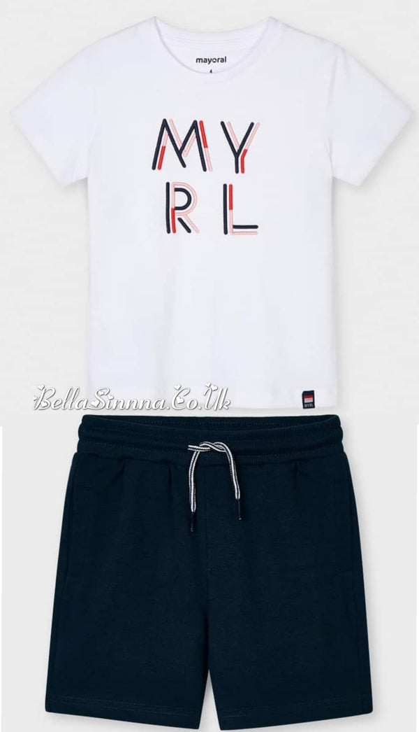 Mayoral Boys White T-Shirt & Blue Shorts Set 1710