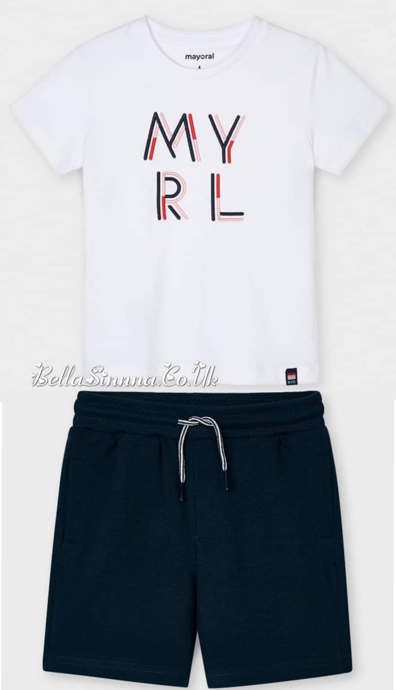 Mayoral Boys White T-Shirt & Blue Shorts Set 1710