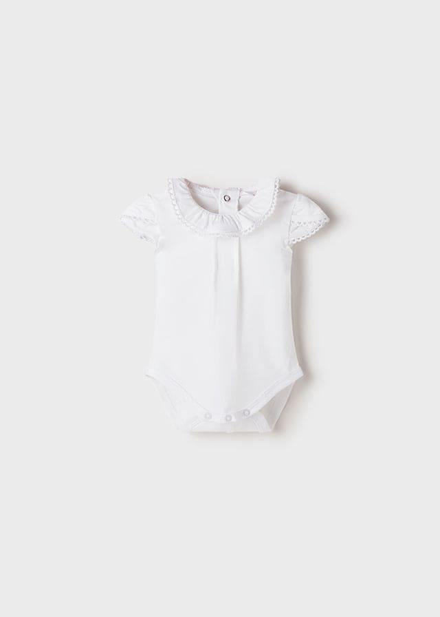 Mayoral All In One Baby Vest With Lacey Trim White 1712