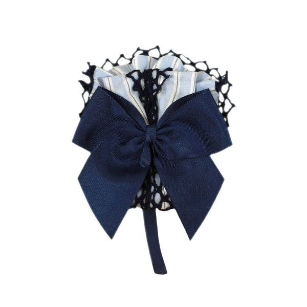 Miranda Navy, Blue & White Bow Headband - 1717