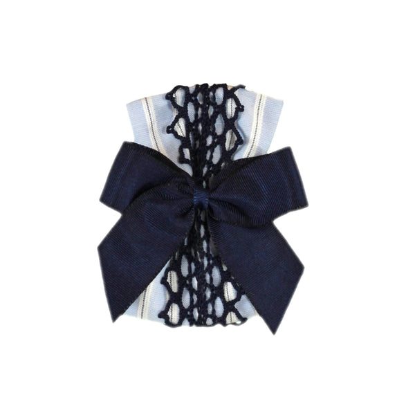 Miranda Navy, Blue & White Bow Hair Clip- 1718
