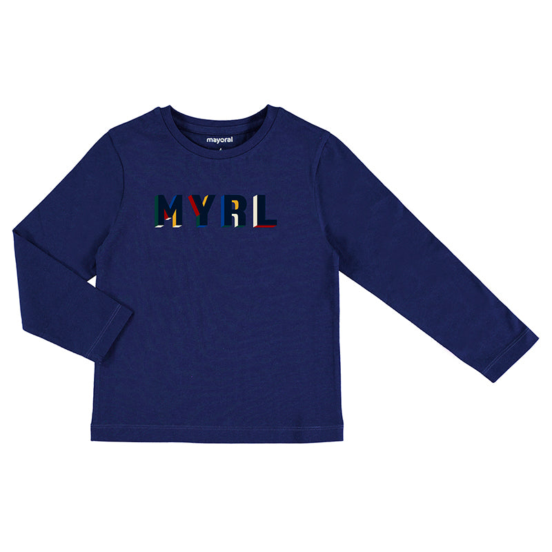 Mayoral Cuffed Fleece Joggers & Matching Long Sleeved T-shirt - 725 - Cobalt Blue