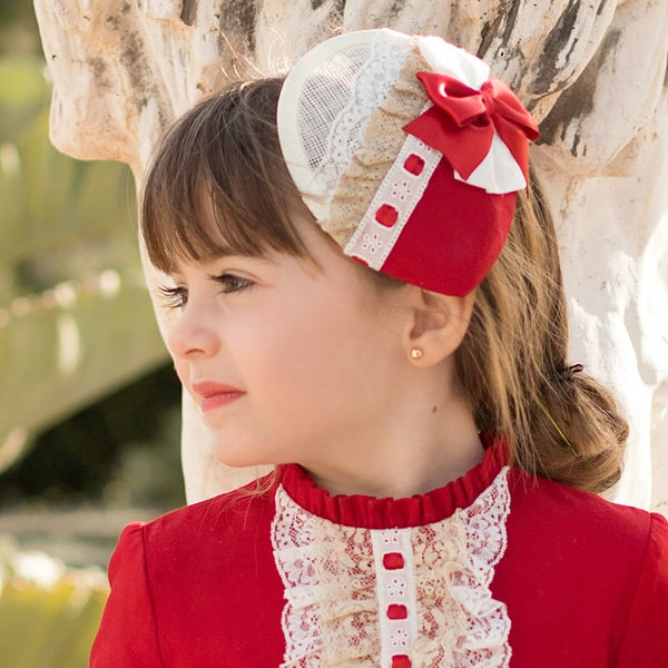 Dolce Petit Red Skirt & Blouse Set  With Hair Clip 2256