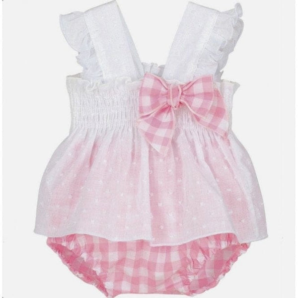 Calamaro Baby White & Pink Bow Top & Jam Pants Set - 17826