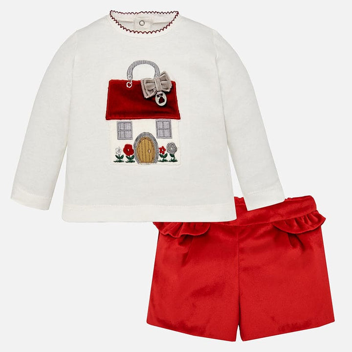 Mayoral Baby Girls Red Winter Short Set