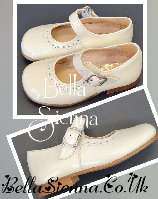 Eli Beige Patent Leather Mary Jane Shoes