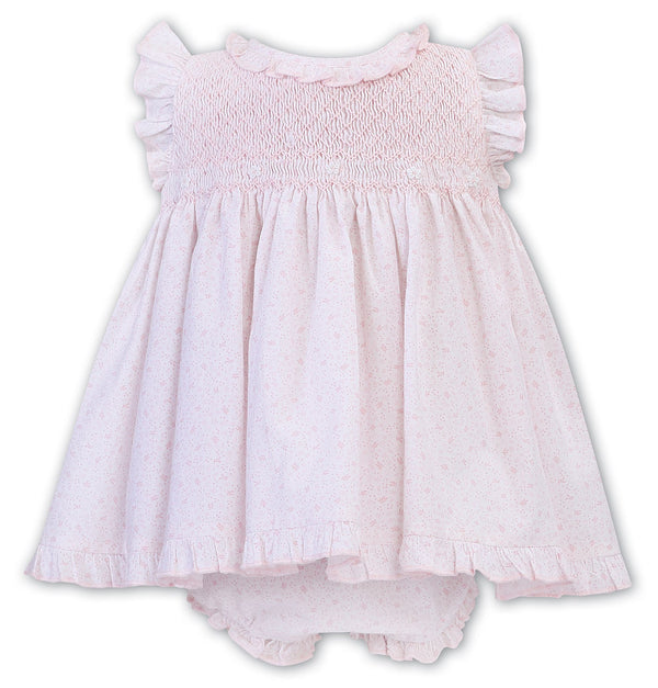 Sarah Louise White & Pink Traditional Style Smocked Dress & Matching Pants - 012300