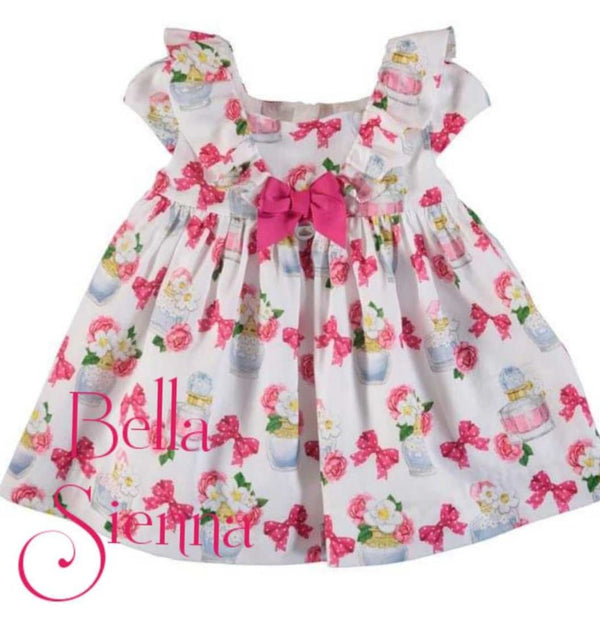 Mayoral patterned dress with bow for baby girl