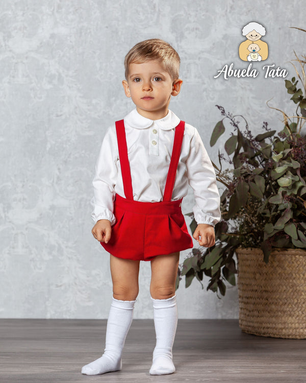 Abuela Tata Boys Red & Cream Outfit - 3099331