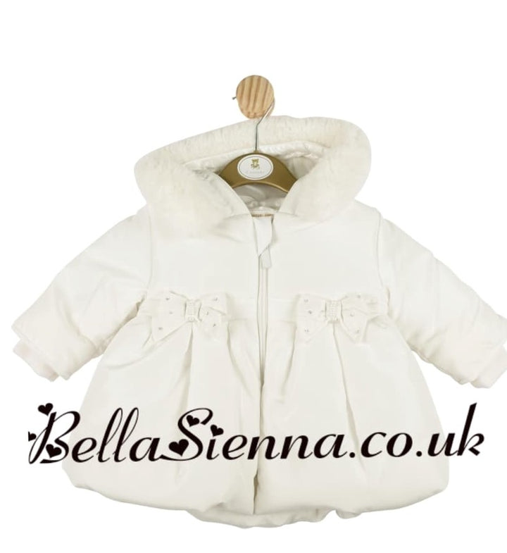 Mintini Beautiful Baby Girls Puffer Coat With Faux Fur Hood MB4328D