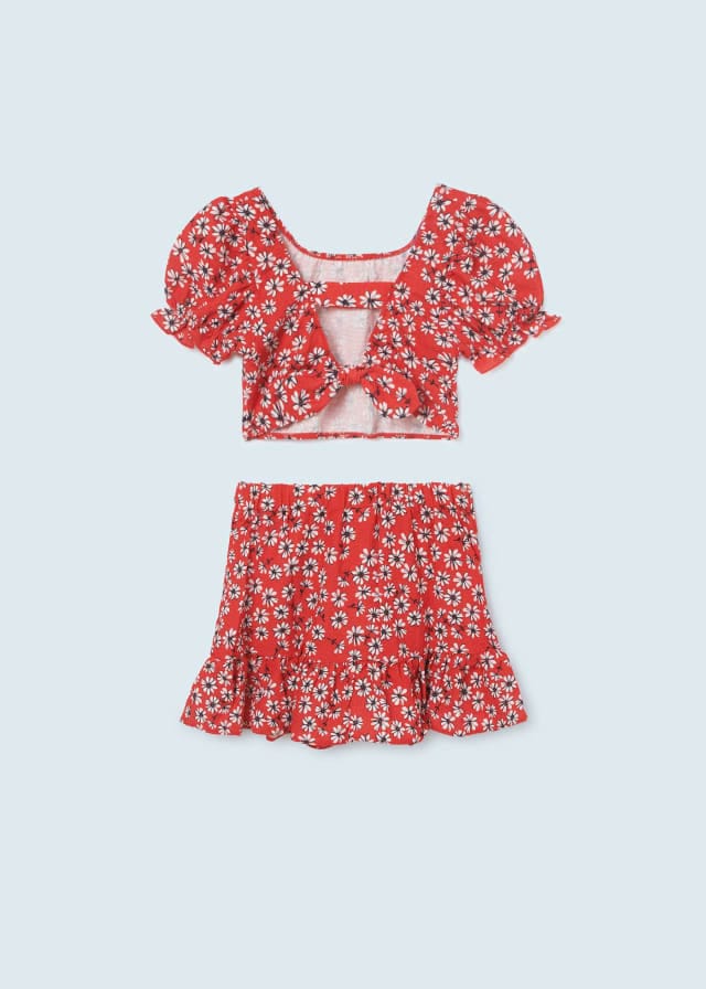 Mayoral girls 2 piece print set with top and skirt - 6936