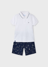 Mayoral Boys White And Navy Smart Short Set - 3241