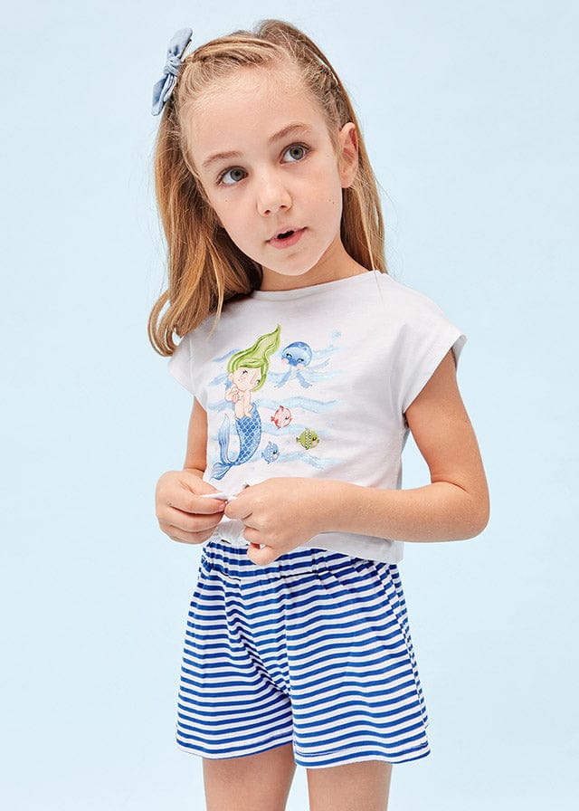 Mayoral girls 2 piece sustainable cotton shorts set - Mermaid - 3216