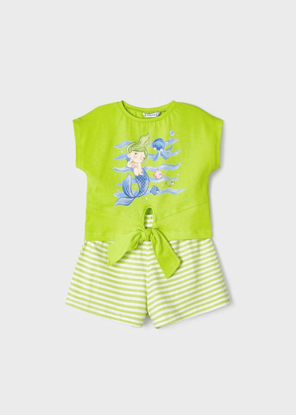 Mayoral girls 2 piece sustainable cotton shorts set - Mermaid - 3216