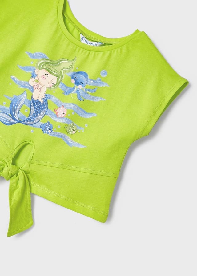 Mayoral girls 2 piece sustainable cotton shorts set - Mermaid - 3216