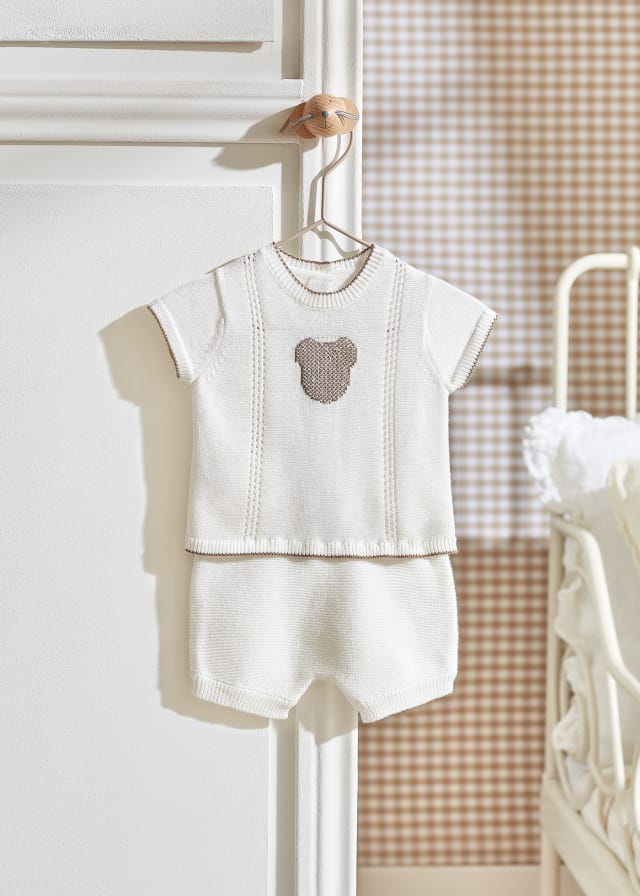 Mayoral Ivory 2 piece sustainable cotton knit set - Unisex - 1251
