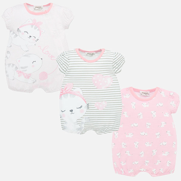 Mayoral Baby Girls Pack Of Three Rompers/Shortie