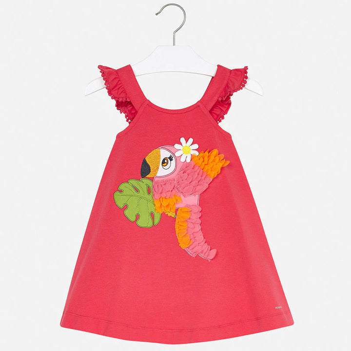 MAYORAL GIRLS PINK PARROT EMBROIDERED DRESS 3962