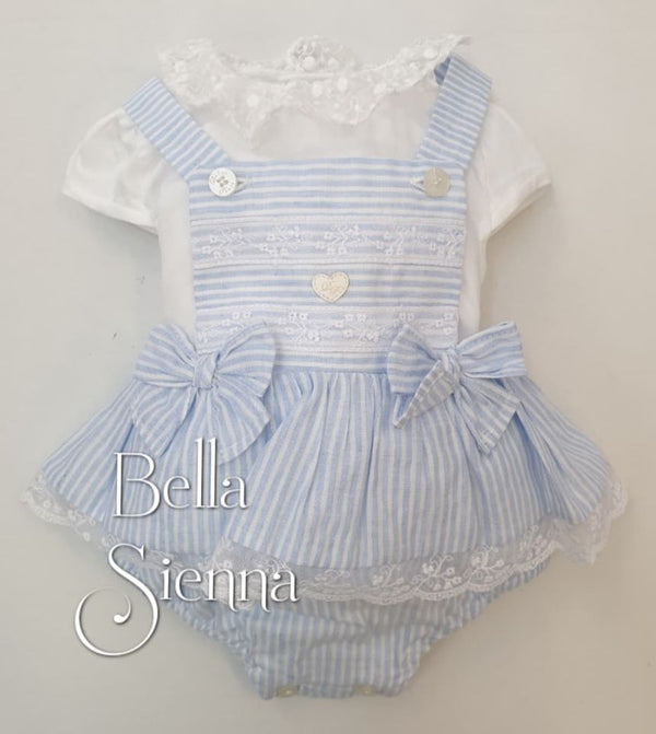 Dolce Petit Baby Girls White And Blue Outfit