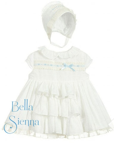 Dolce Petit Ivory/Blue Lace Baby Girls Dress Set 2003 VGB