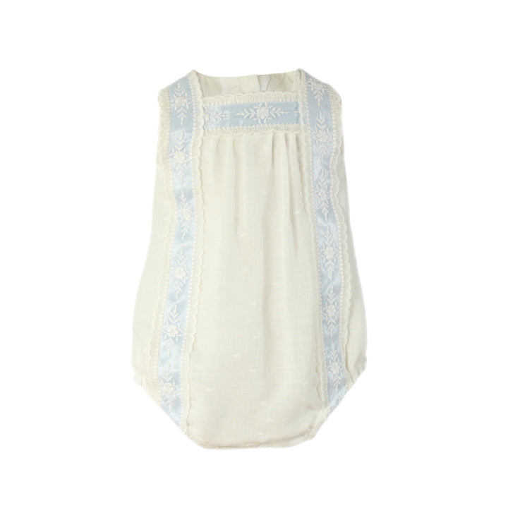 Miranda Unisex Ivory & Blue Romper - 0020