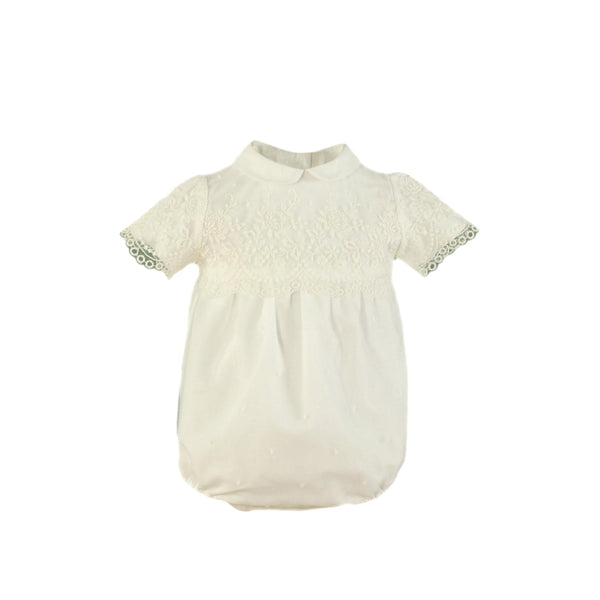 Miranda Unisex Ivory Romper With Lace Detail - 0020 P