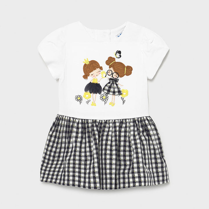 Mayoral white and navy check dress baby girl 1969