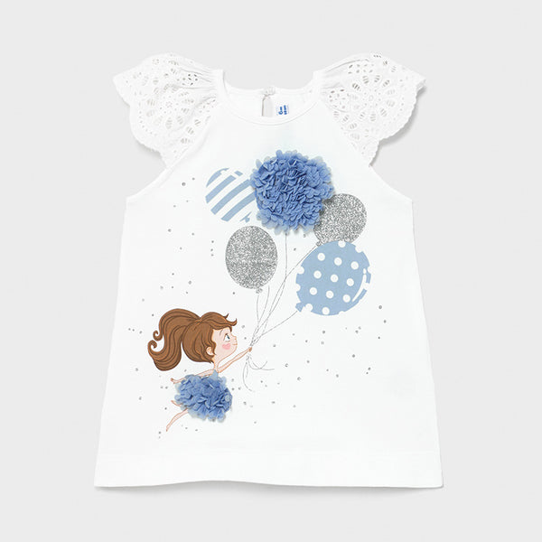 Mayoral Summer Dress For Baby Girl White/Blue - 1983