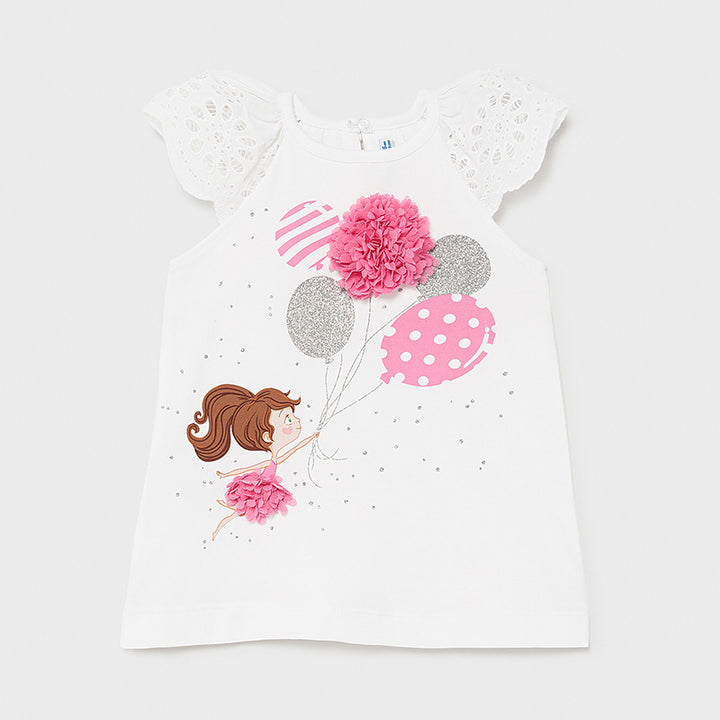 Mayoral Summer Dress For Baby Girl White/Pink - 1983