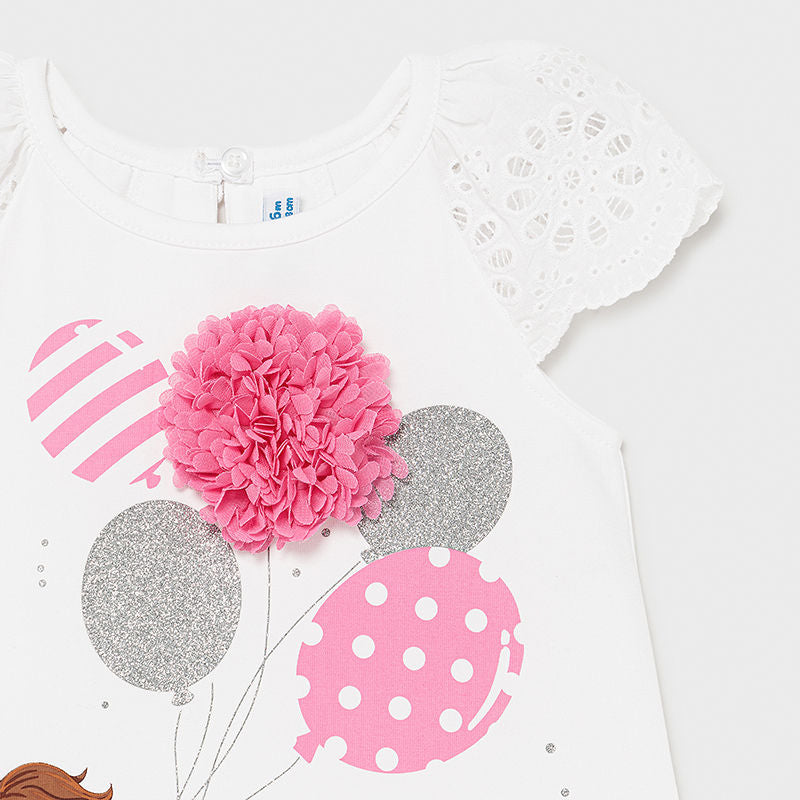 Mayoral Summer Dress For Baby Girl White/Pink - 1983