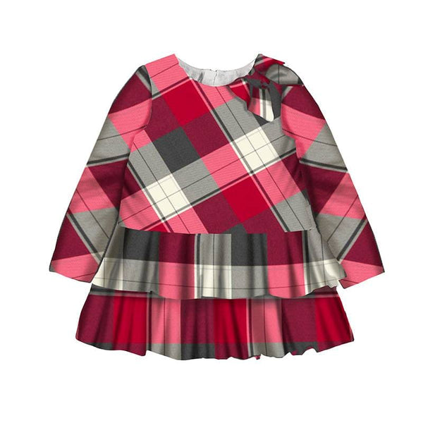 Mayoral Red & Grey Tartan Dress With Bow 4914