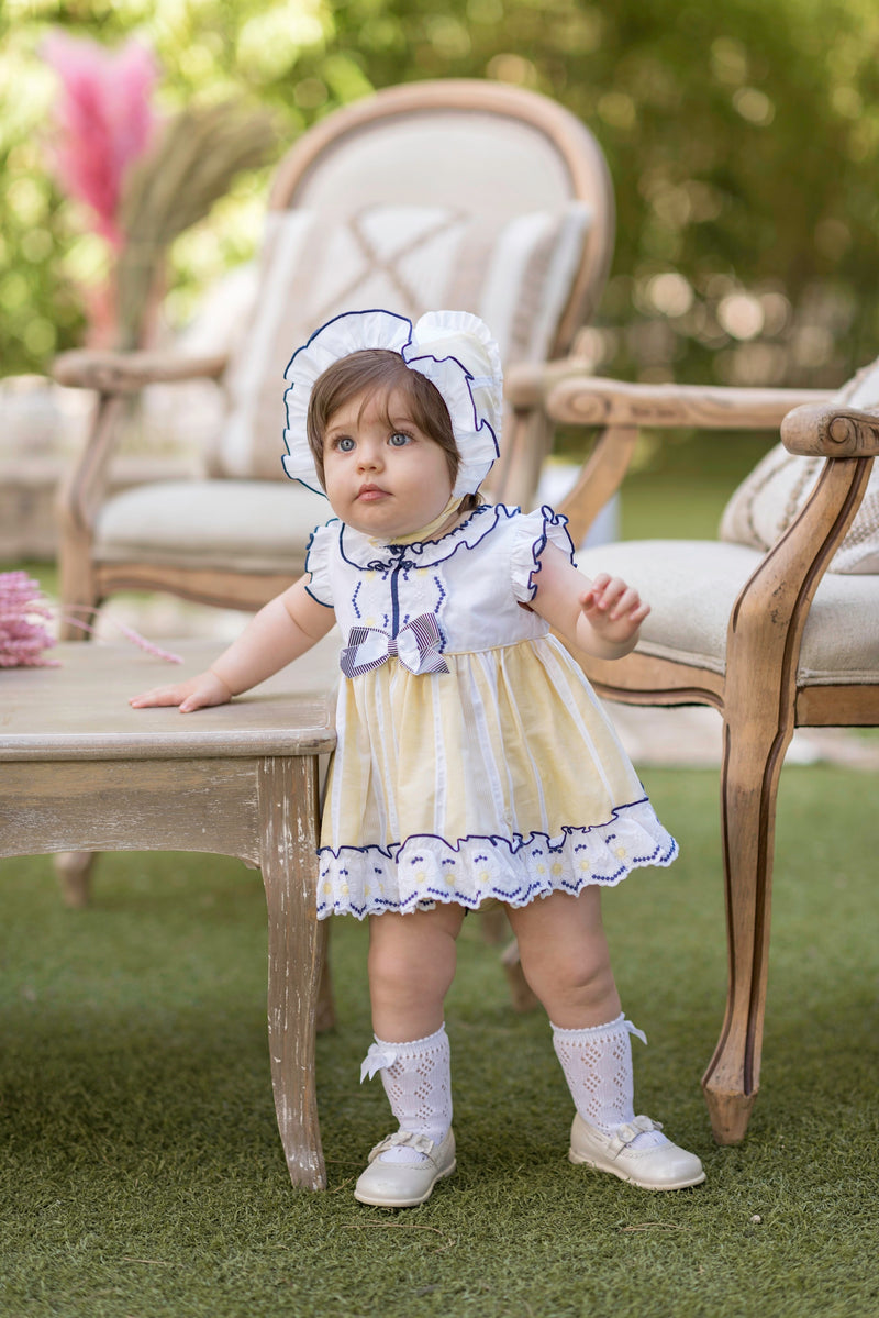 Dolce Petit Lemon And Navy Baby Girls Set 2122