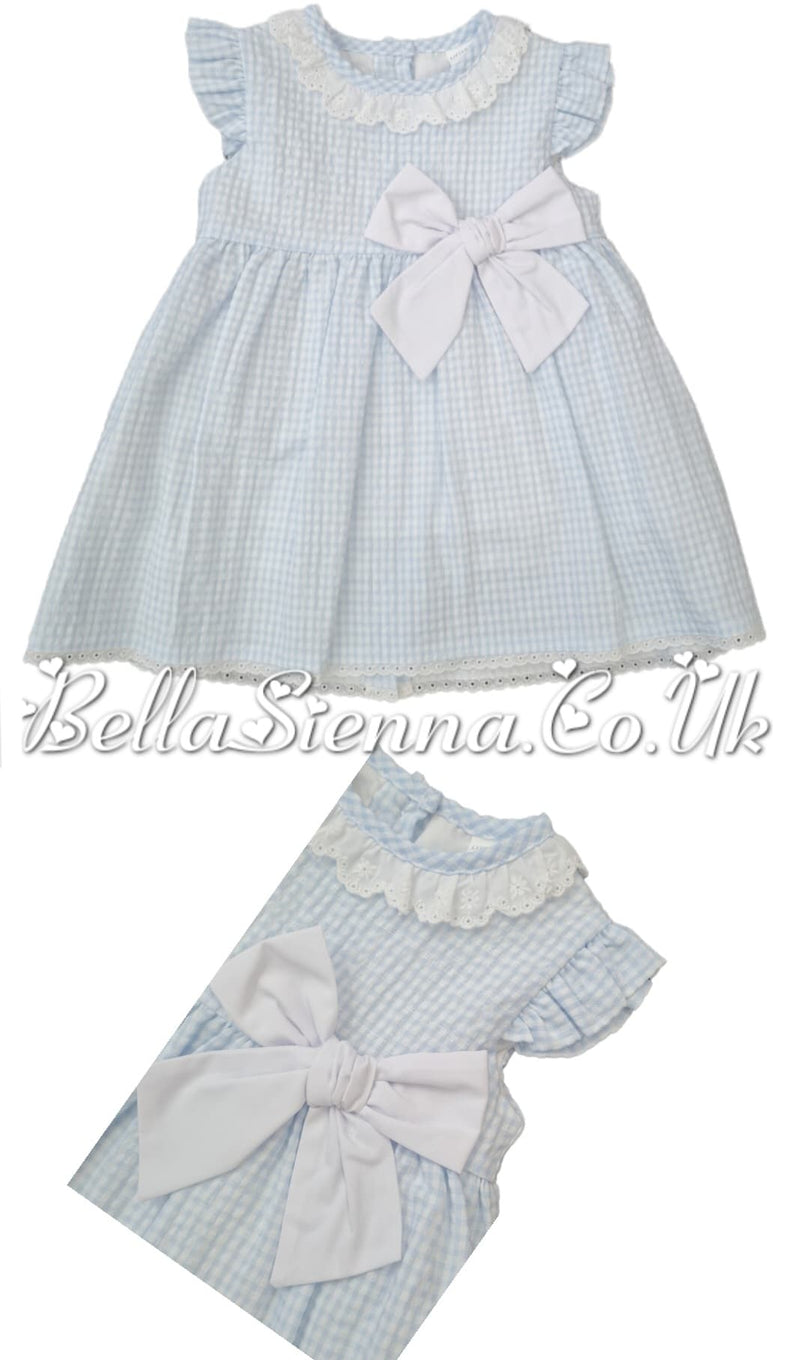Little Nosh Girls Blue And White Dress 21503