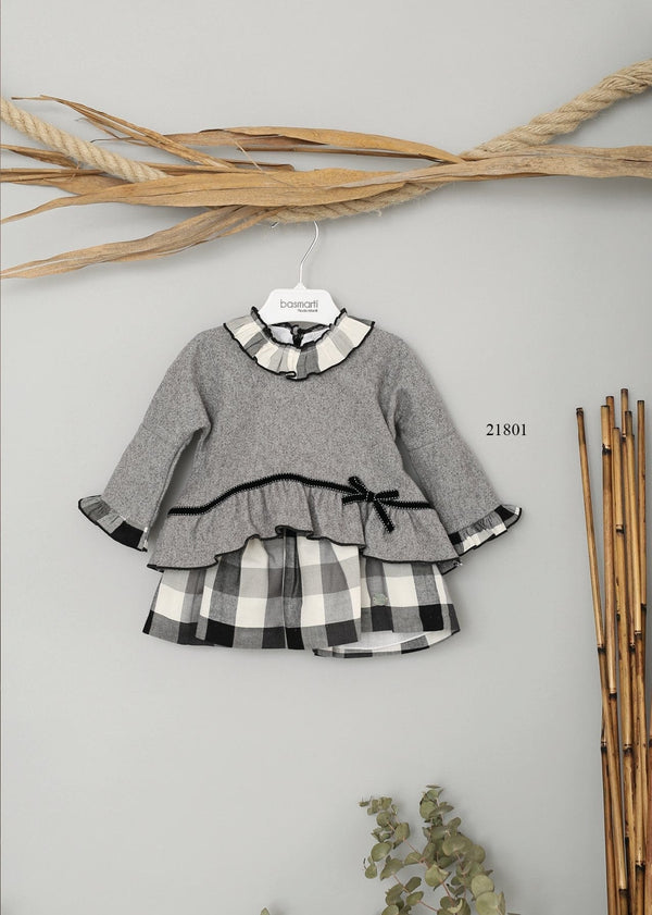 Basmarti Grey Check Winter Dress - 21801