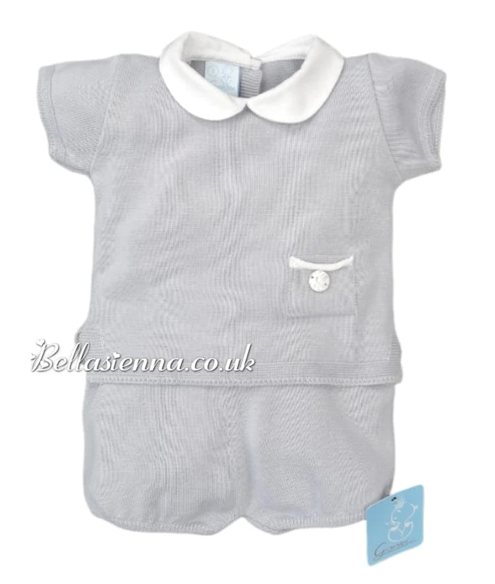 Granlei Boys Grey Fine Knitted Shorts Set - 219MC